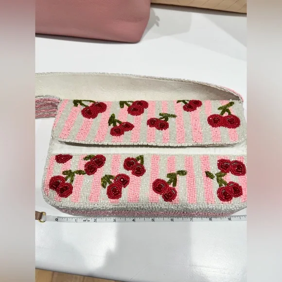 NEW Cherry Print Beaded Handbag - Picture 16 of 16